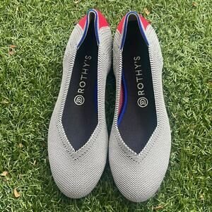 Rothys round toe size 9.5 red ribbon strip woman flat shoes